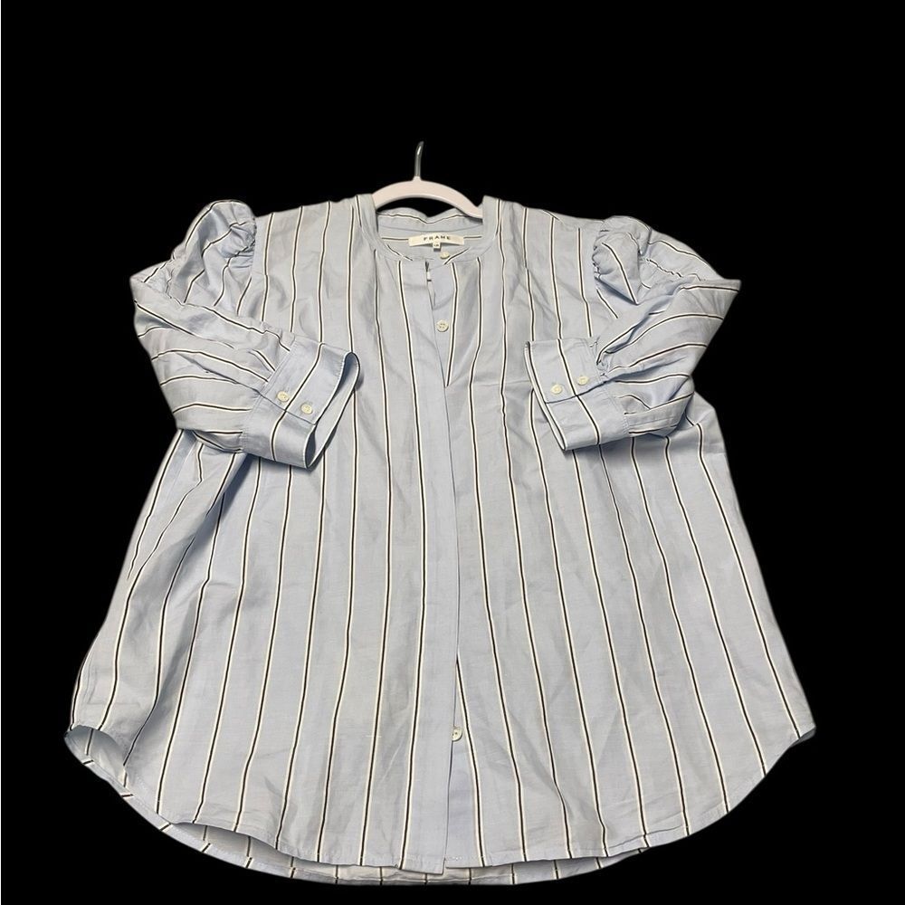 Frame Denim Blue 3/4 stripe button down L